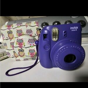 Instax Mini 8 Violet Camera with Owl Design Case